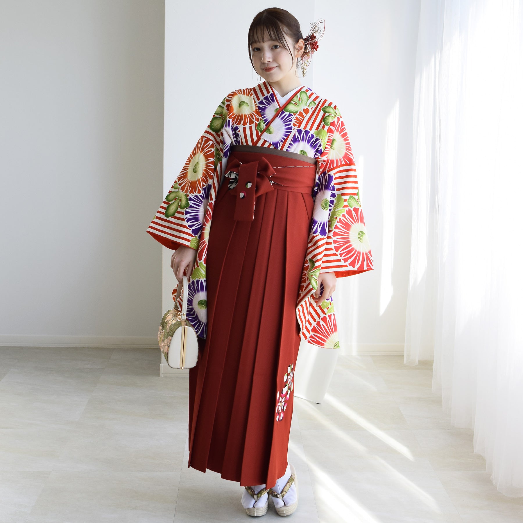 レンタル品】紅一点 2尺袖 袴 17点セット 91-99cm 日本製 レトロモダン