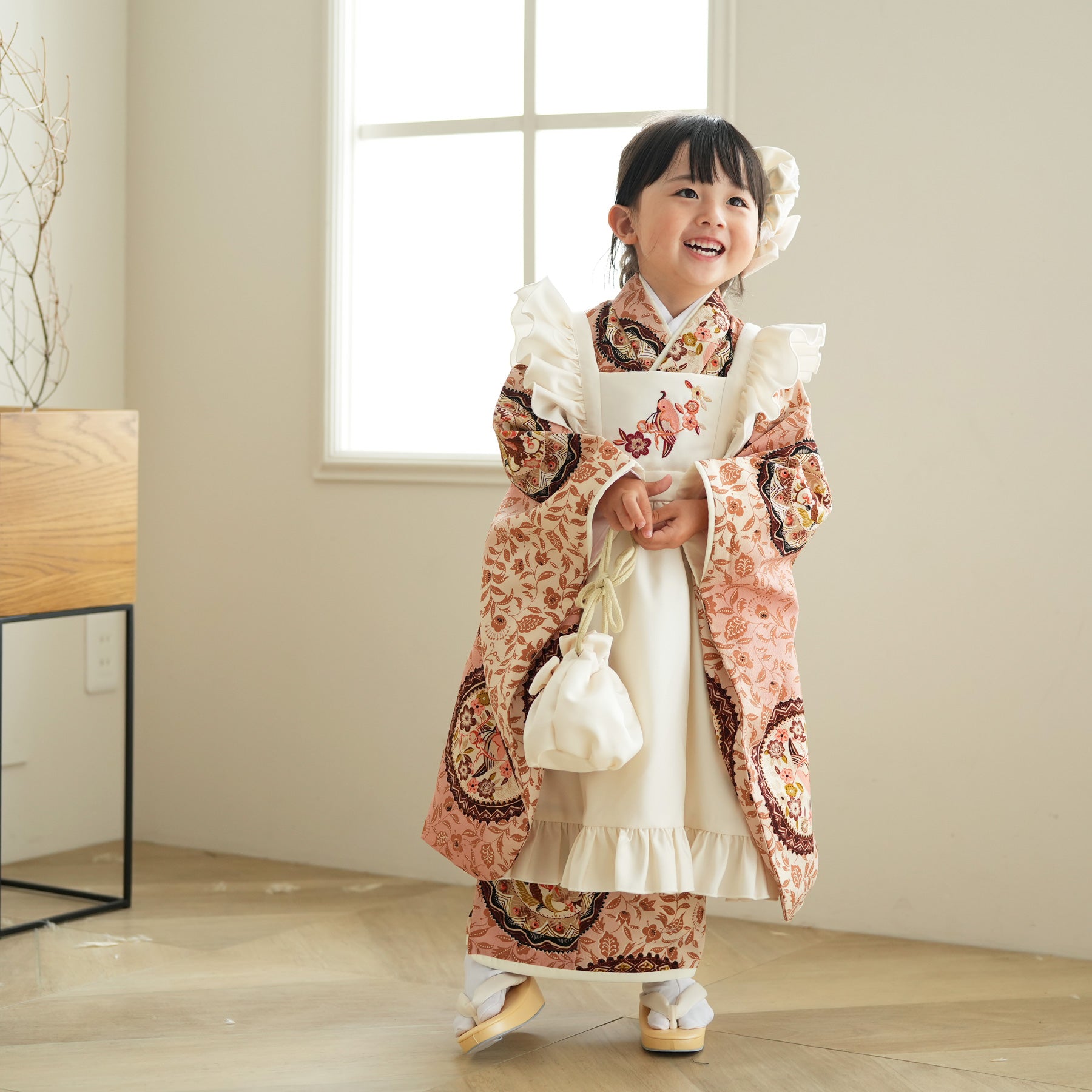 七五三 3歳 女の子 子供 アンティーク 正絹 着物 被布 セット - 七五三
