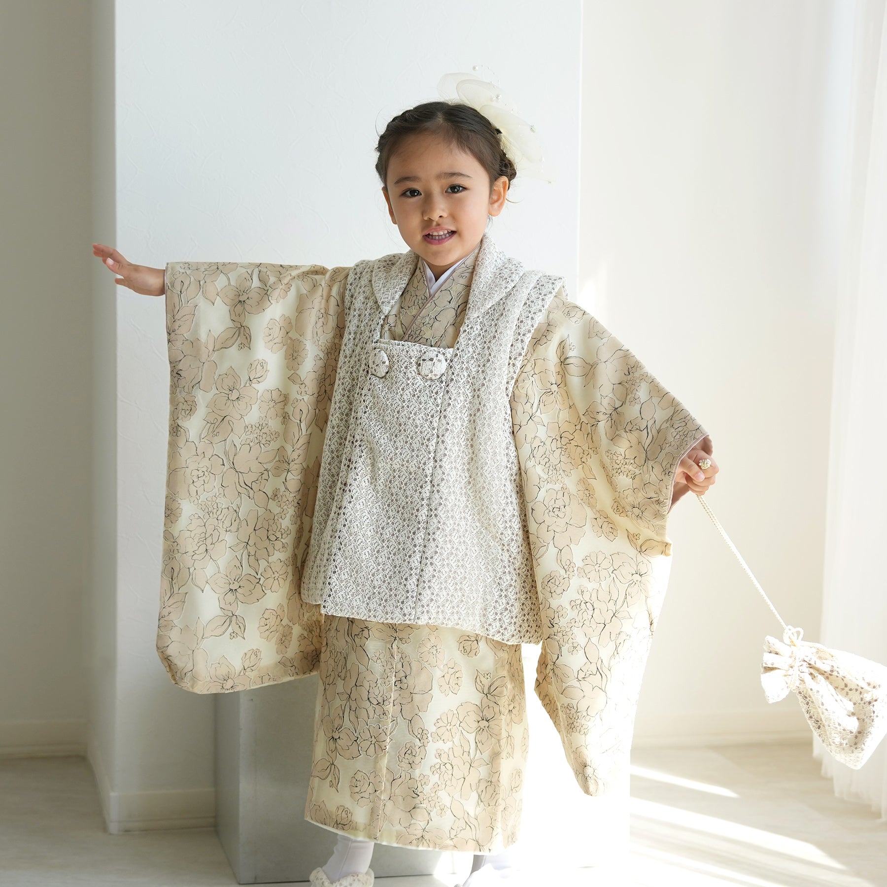 レンタル】七五三 3歳 着物 utatane 女の子 被布セット 子供 kids 三つ