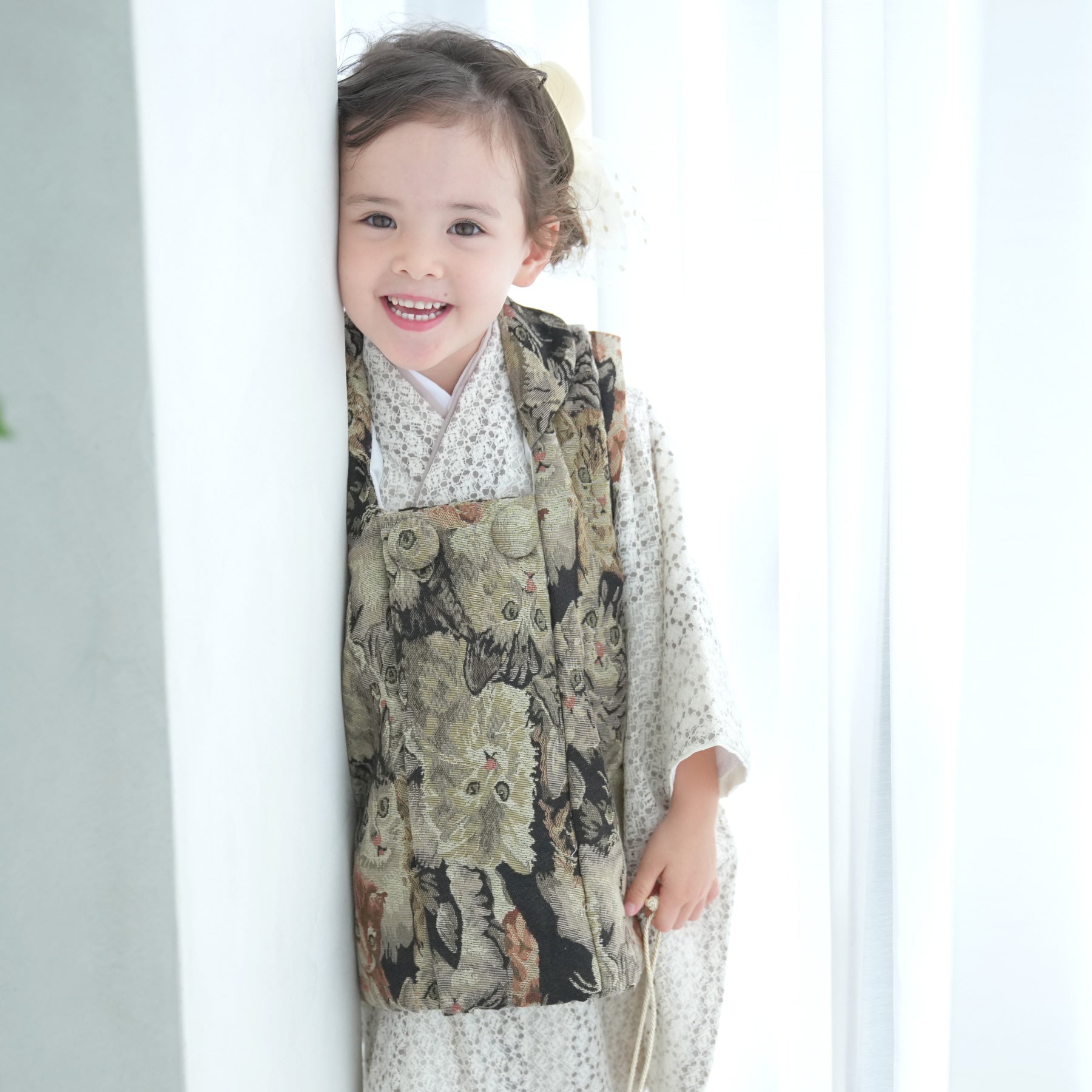 utatane 3歳 着物 七五三 被布 レンタル】七五三 3歳 着物 utatane 女の子 被布セット 子供 kids 三つ