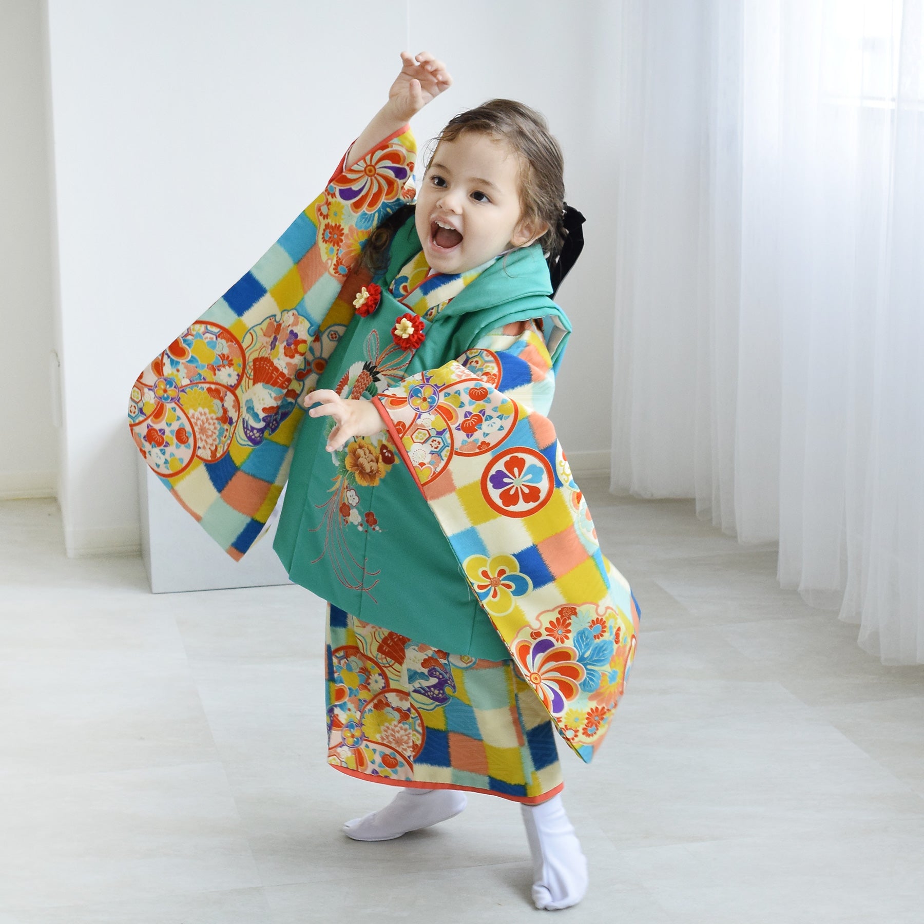 子供着物 お宮参り 夏物 絽 七五三 3歳 祝着 鶴 遠山に城 CK-7362 レンタル】七五三着物 3歳女の子 被布セット LOWRYS FARM / ローリーズ