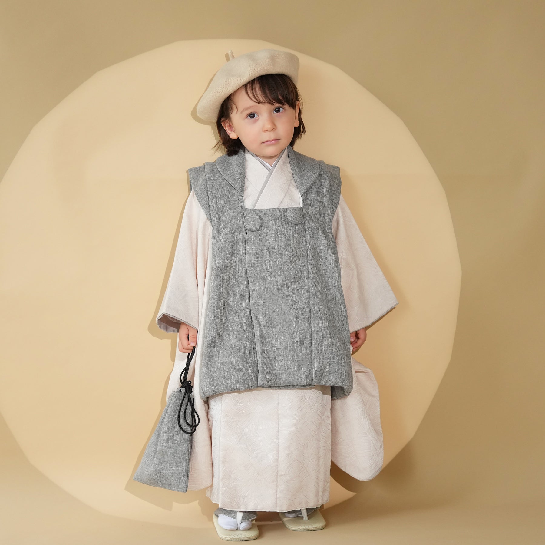レンタル】七五三 3歳 着物 かぷり 男の子 被布セット 子供 kids 三つ