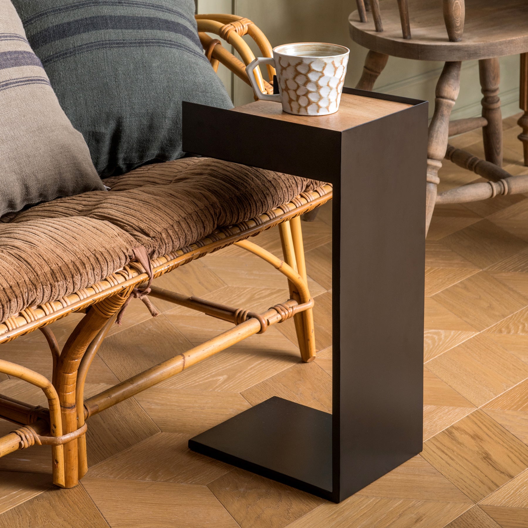 サイドテーブル ブラック 】ミニテーブル 20cm コの字 ナイトテーブル