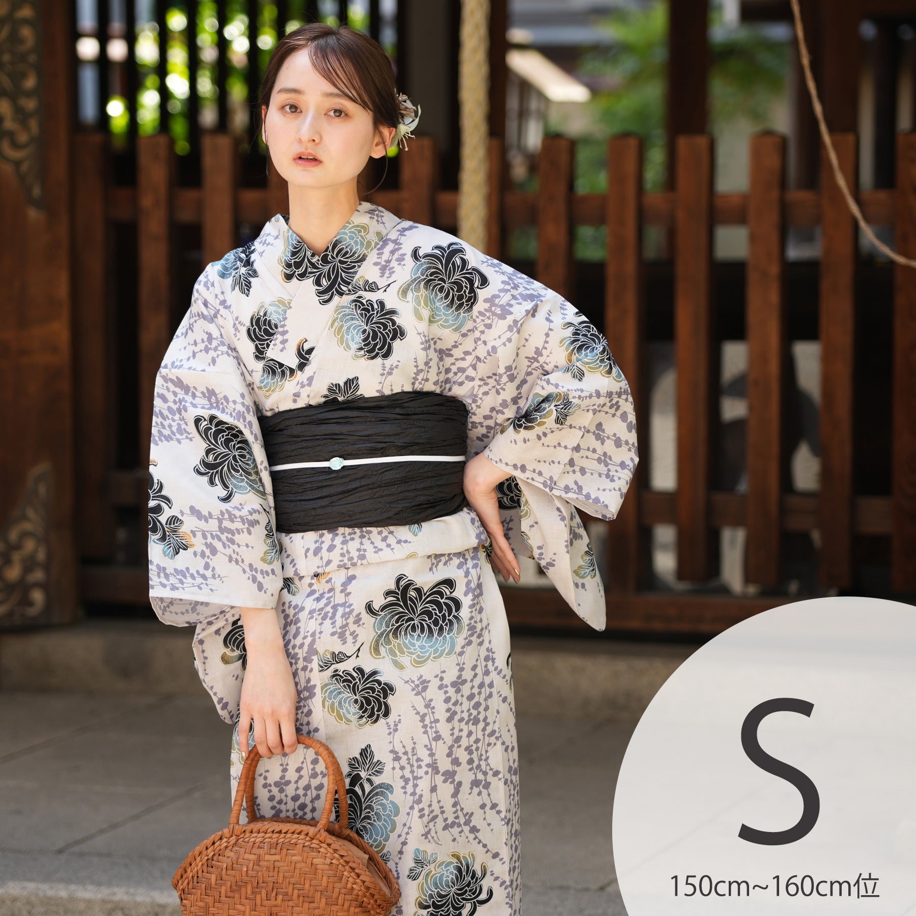 utatane 高級変わり織 浴衣3点セット ( ゆかた・帯・下駄 ) 黒