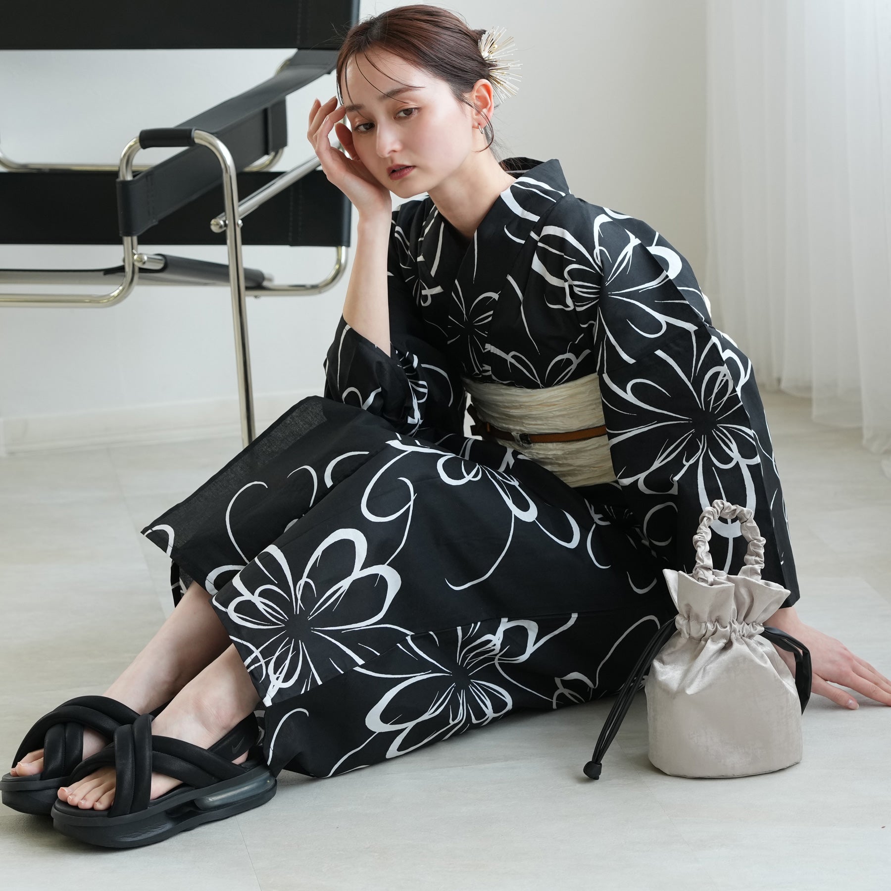 お仕立て上がり 浴衣2点セット (ゆかた・帯) アーバン・モード 宵闇の