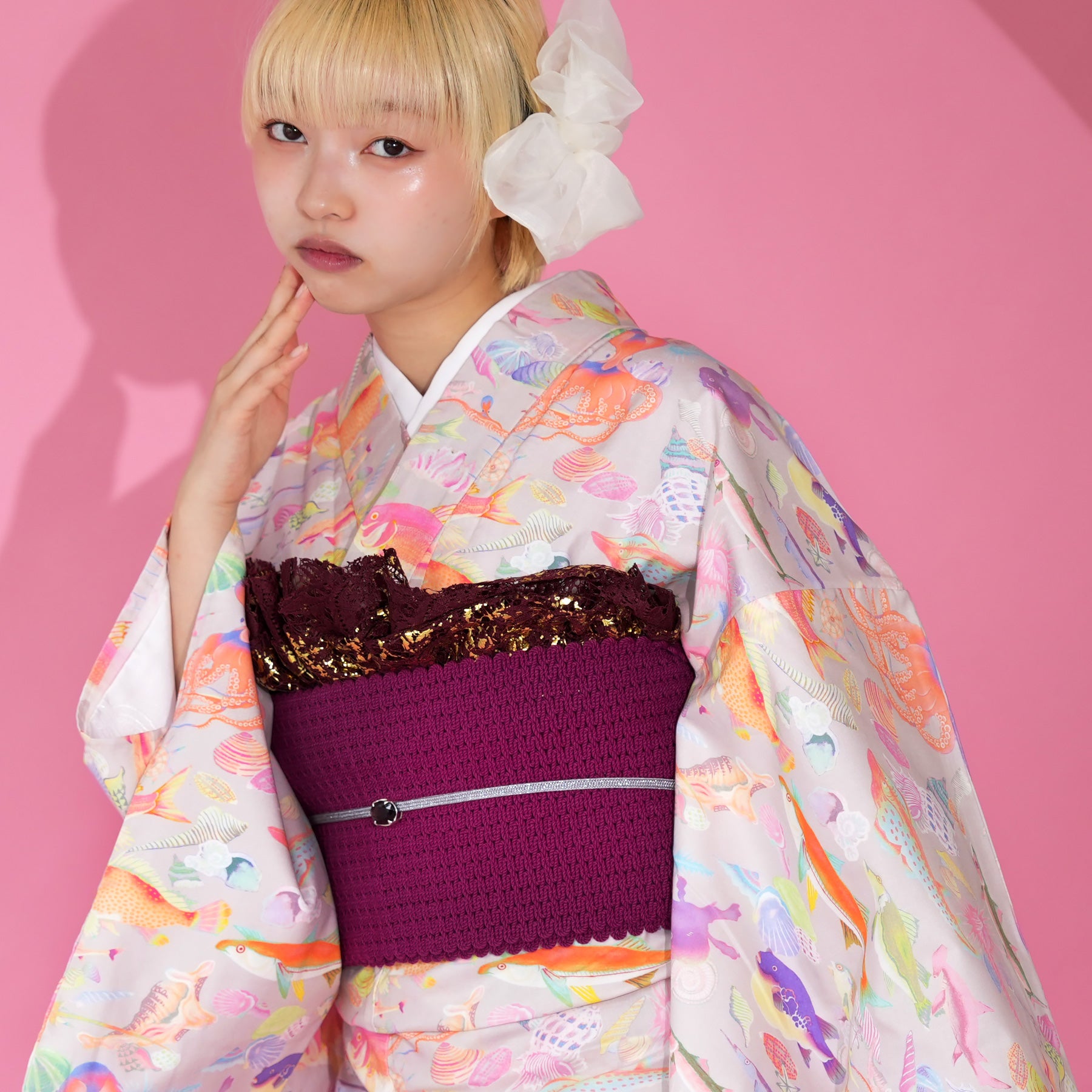 ニコアンティーク 単衣着物 シュガーフィッシュ】着物 単品 レトロ