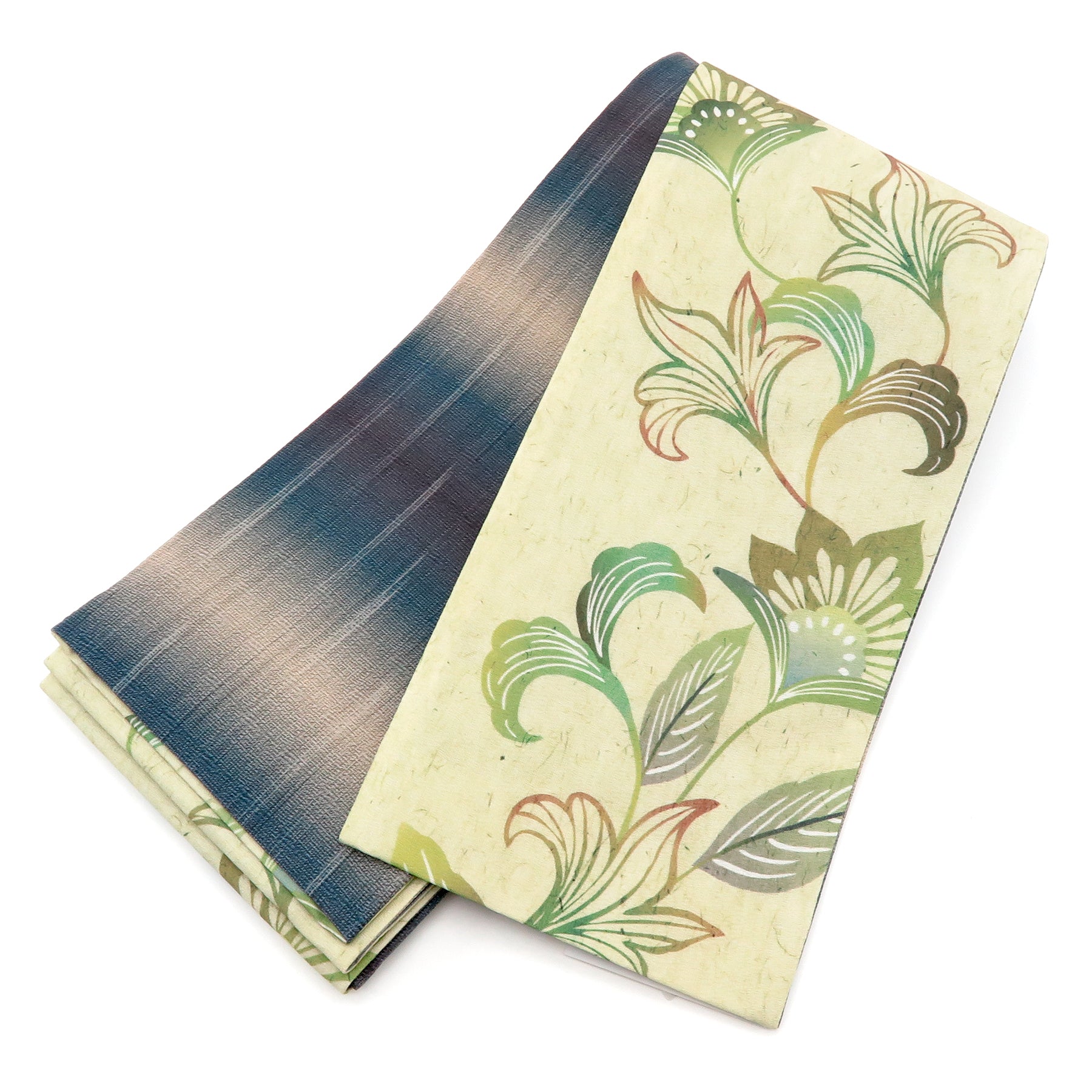 青緑色 花柄刺繍 正絹 帯 青緑色 花柄刺繍 小紋 着物 単衣】