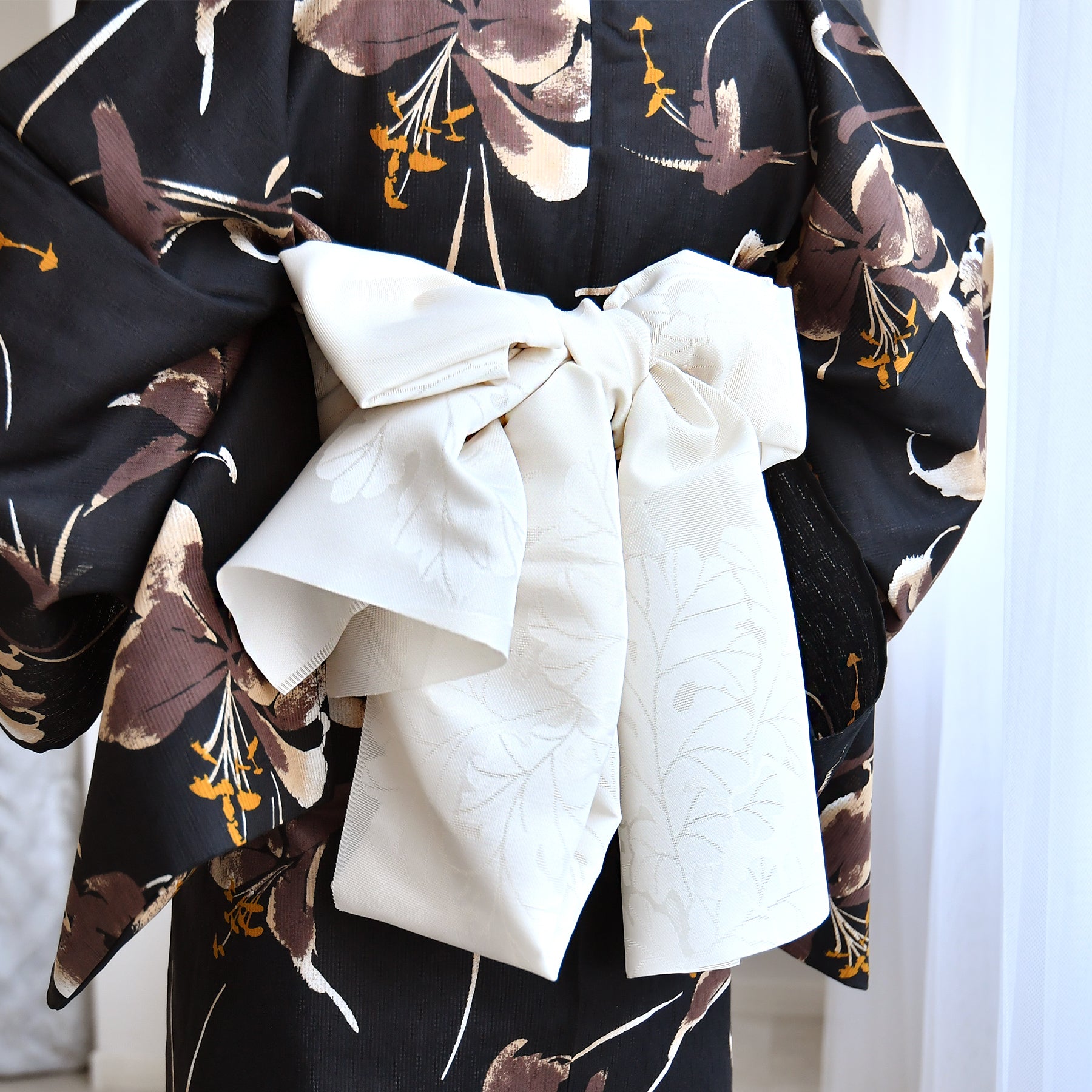 兵児帯 紋紗織 蕪・クリーム】帯単品 透かし織 日本製 浴衣や夏着物に