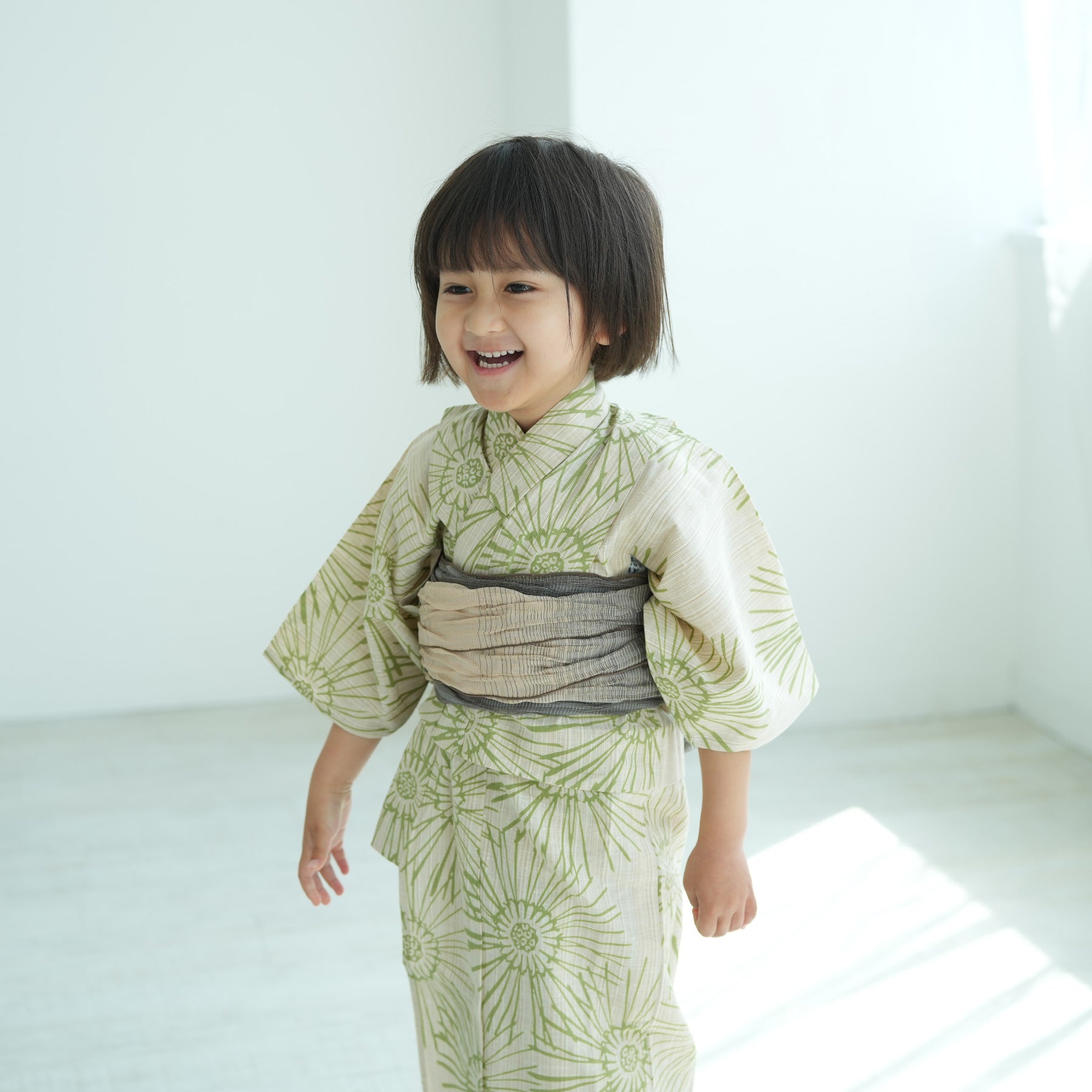 utatane×注染工房 kids 日本製小幅生地使用 子供浴衣3点セット（