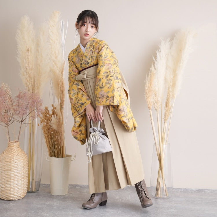 2尺袖 ポリエステル着物 袴用 異素材 モダン 蔓花文様 卒業式 着物 二尺袖 袴用 レディース| きもの館 創美苑