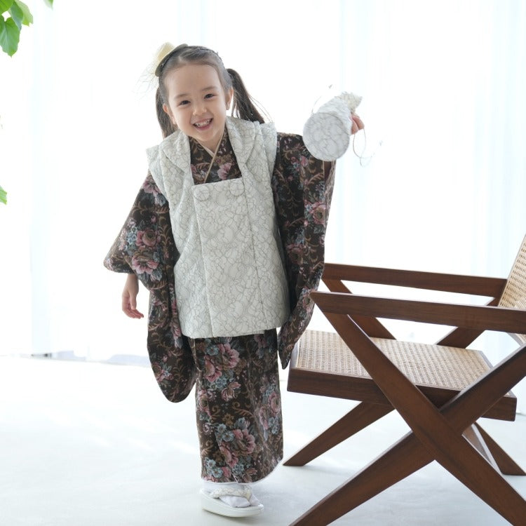 utatane 女児（3歳）七五三 着物 被布セット 日本製レース レトロ