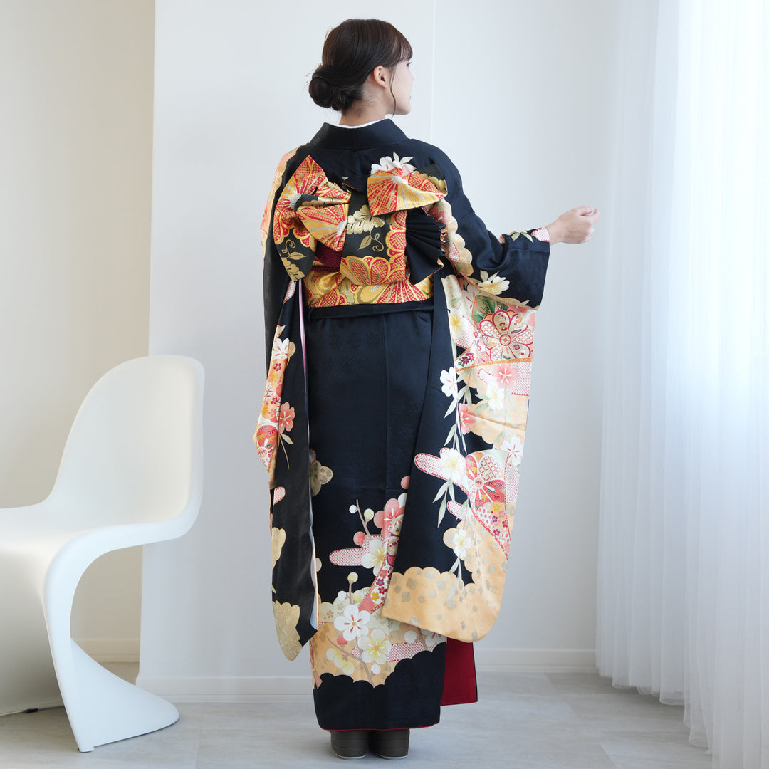 10175☆送料込み❣️ 振袖 着物 4枚 まとめ売り❣️ レンタル】振袖 着物セット アンティーク正絹着物+正絹袋帯 成人