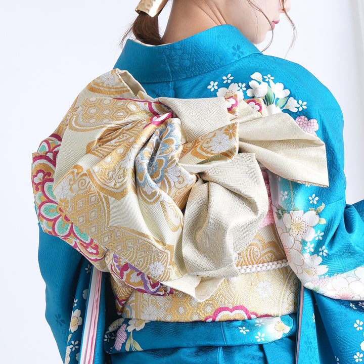 レンタル】振袖 着物セット 正絹着物+正絹袋帯 成人式 晴れ着 記念撮影