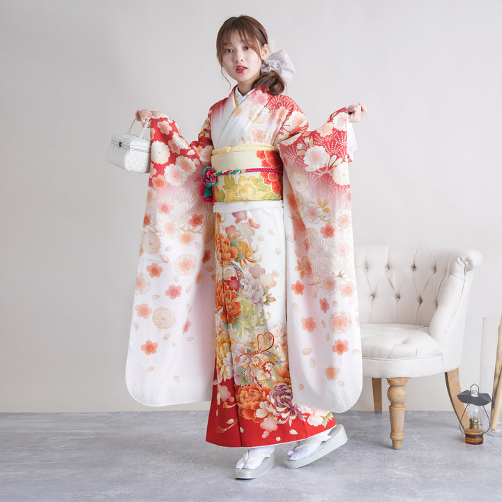 レンタル】振袖 着物セット 正絹着物+正絹袋帯 成人式 晴れ着 記念撮影