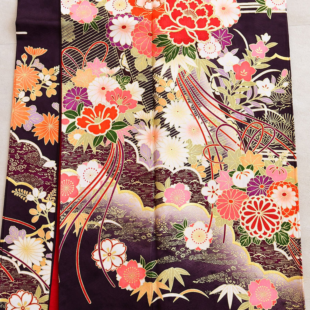 レンタル】振袖 着物セット 正絹着物+正絹袋帯 成人式 晴れ着 記念撮影