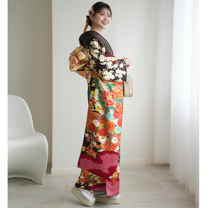 レンタル】振袖 着物セット 正絹着物+正絹袋帯 成人式 晴れ着 記念撮影