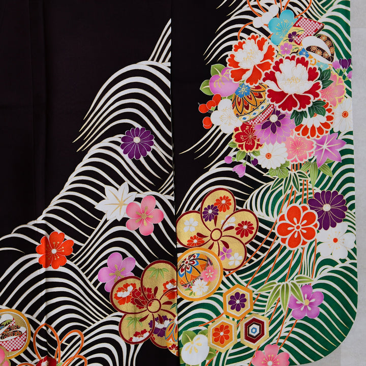 正絹 付け下げ 袋帯 お揃いセット 千社札 江戸絵 カルタ 看板 正絹袋帯