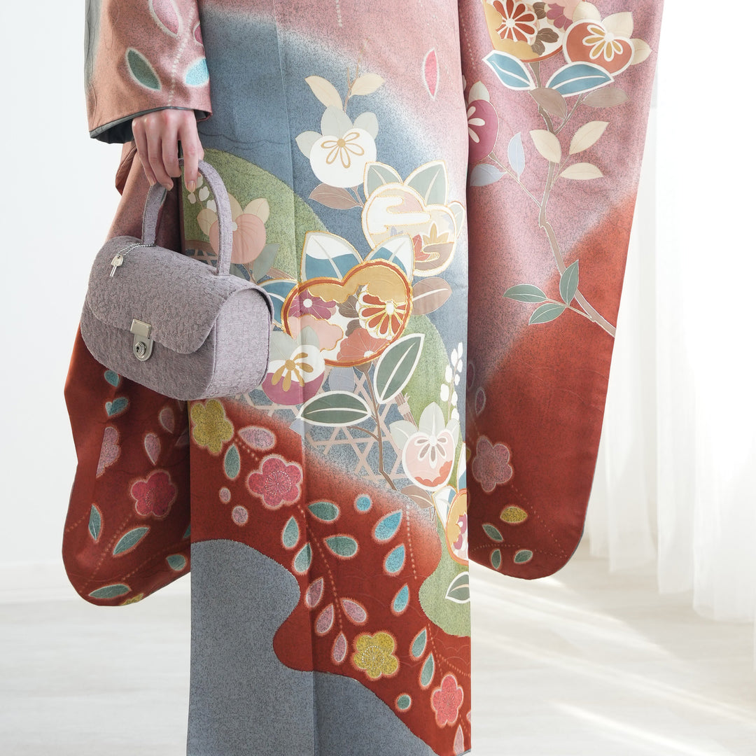 レンタル】振袖 着物セット 正絹着物+正絹袋帯 成人式 晴れ着 記念撮影