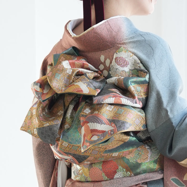 レンタル】振袖 着物セット 正絹着物+正絹袋帯 成人式 晴れ着 記念撮影