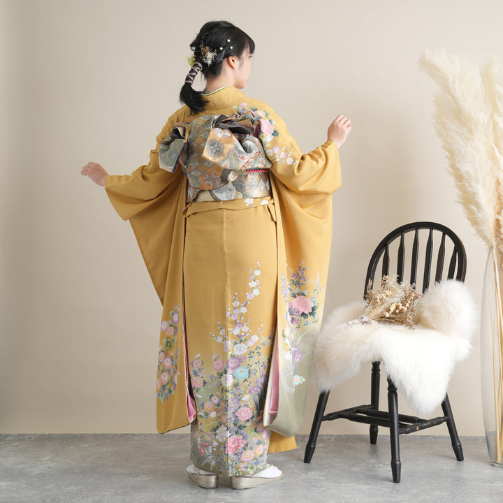 アンティーク丸帯 松に花 正絹 着物 着付け 和装 HO-1076 アンティーク丸帯 松に花 正絹 着物 着付け 和装 HO-1076 - メルカリ
