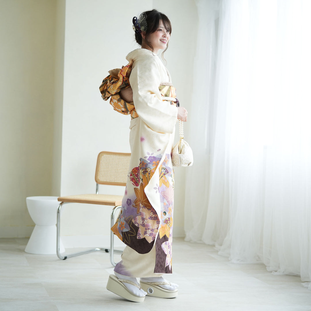 レンタル】振袖 着物セット 正絹着物+正絹袋帯 成人式 晴れ着 往復送料