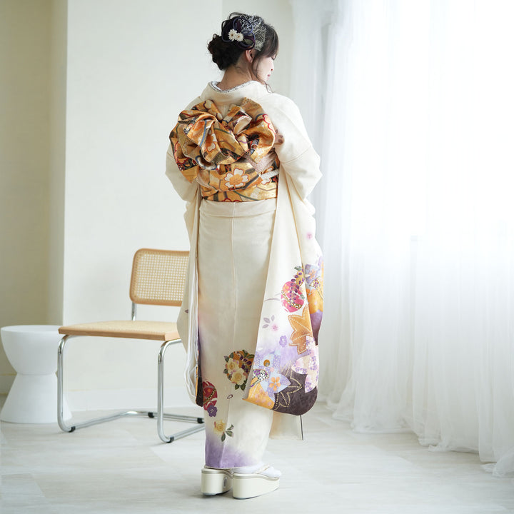 正絹振袖・正絹帯セット レンタル】振袖 着物セット 正絹着物+正絹袋帯 成人式 晴れ着 記念撮影