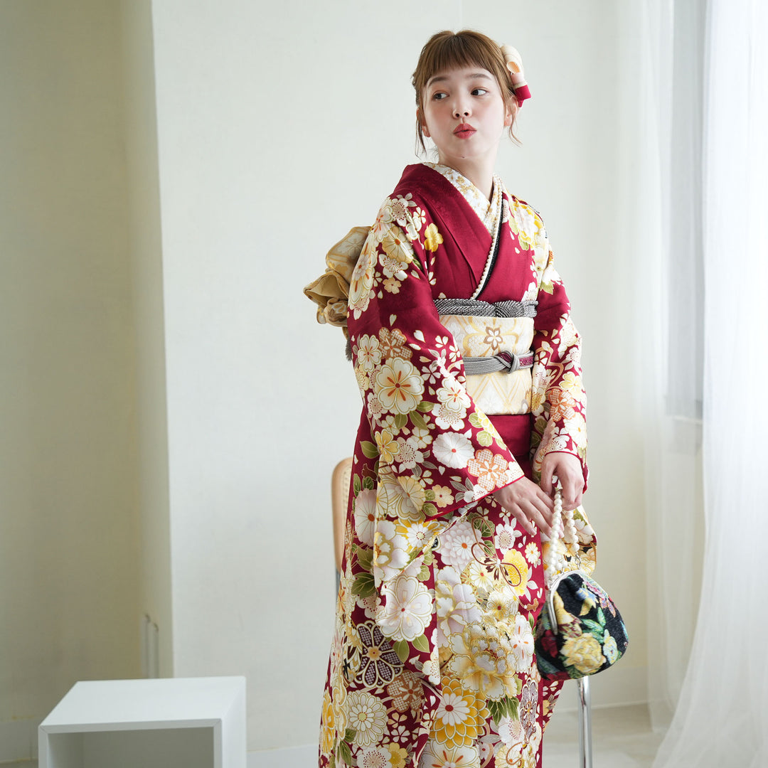 た*か様 振袖フルセット　着物　洗える着物　可愛い　赤　成人式に 振袖 レンタル 成人式 結婚式 フルセット 振袖レンタル 赤