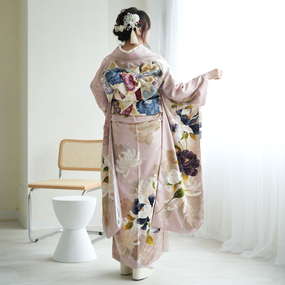 レンタル】振袖 着物セット 正絹着物+袋帯 成人式 晴れ着 往復