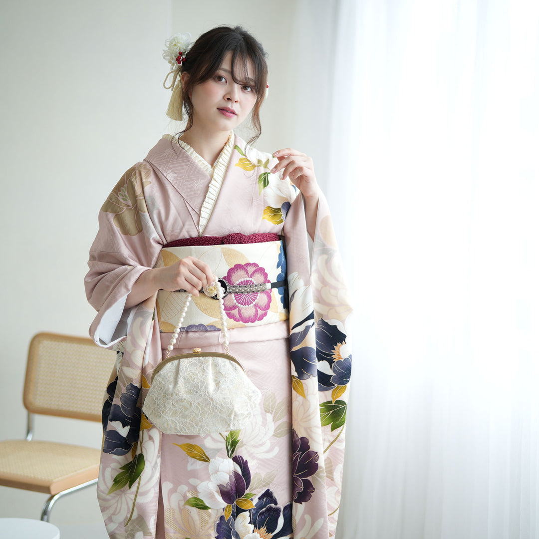レンタル】振袖 着物セット 正絹着物+袋帯 成人式 晴れ着 往復送料無料
