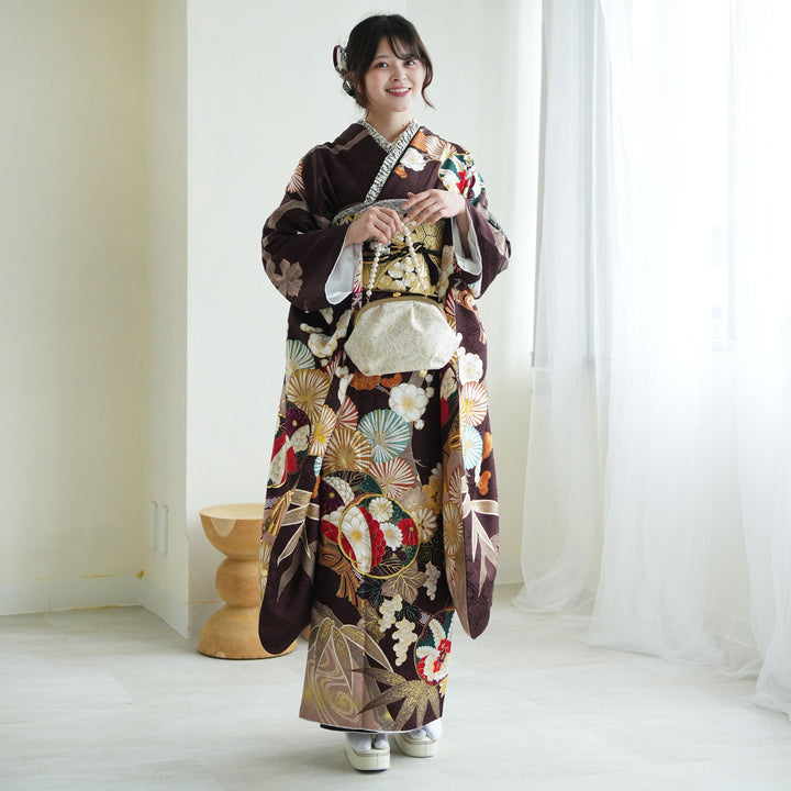 【着物と帯 時流】L25303◆正絹 振袖7点◆ふくよかサイズ ヒップ110 着物と帯 時流】L25303◇正絹 振袖7点◇ふくよかサイズ ヒップ110