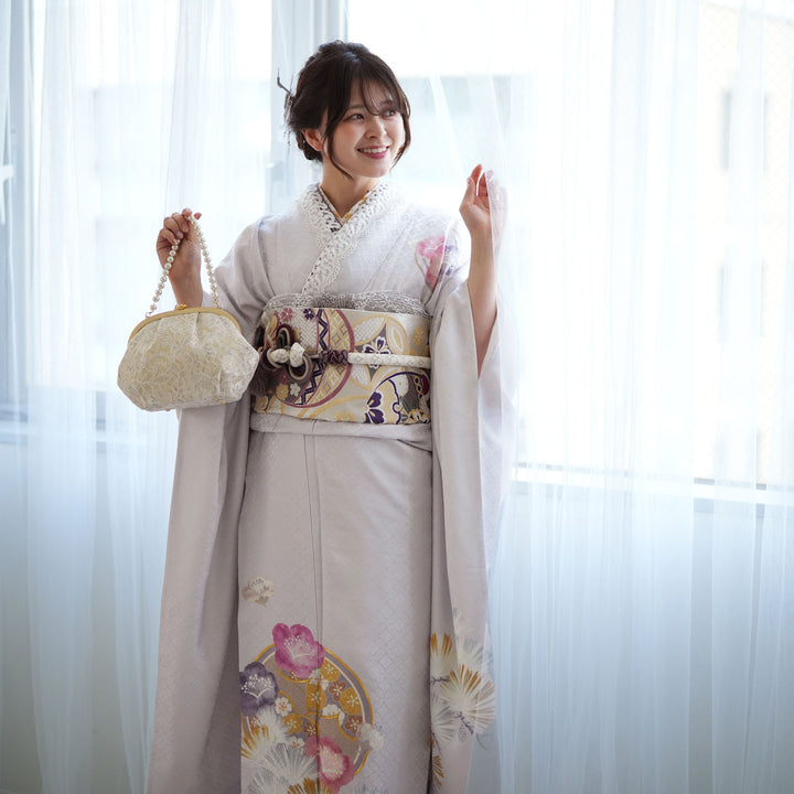 セール！振袖御所車　着物帯セット女優M様お着物カタログ、雑誌着用 本日限定セール！振袖御所車着物帯セット女優M様お着物カタログ