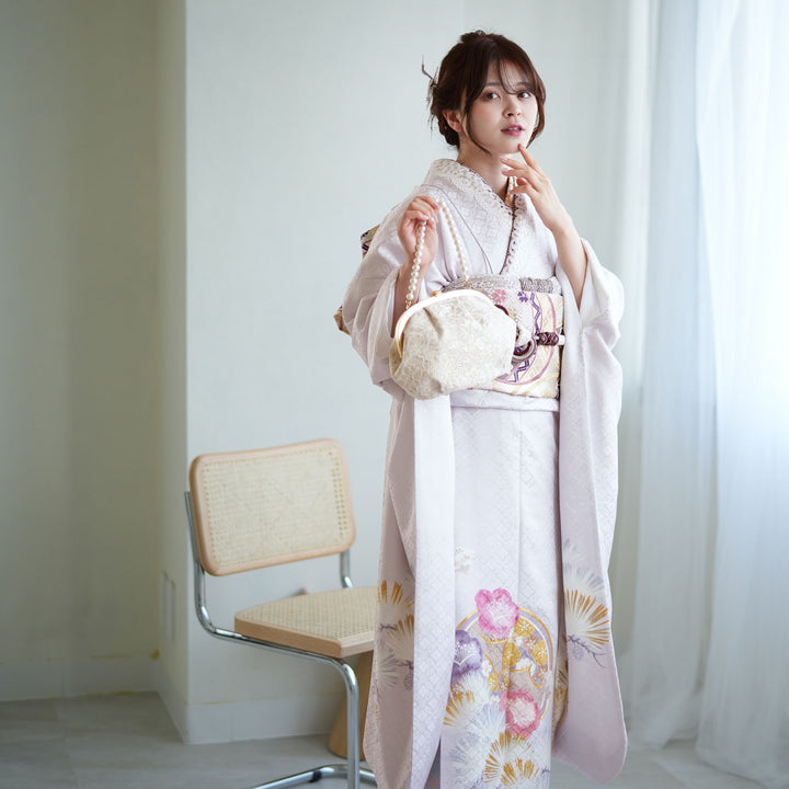 レンタル】振袖 着物セット 正絹着物+袋帯 成人式 晴れ着 往復