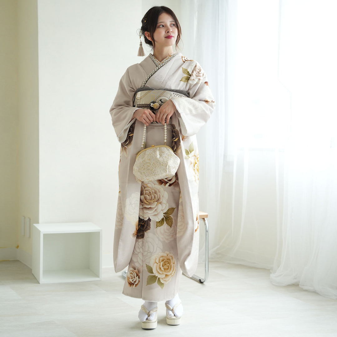 レンタル】振袖 着物セット 正絹着物+袋帯 成人式 晴れ着 往復