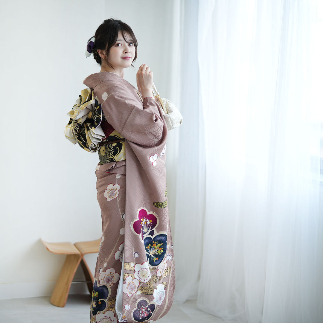 袋帯 紗袷 松に梅 着物 093w o 古めかし 