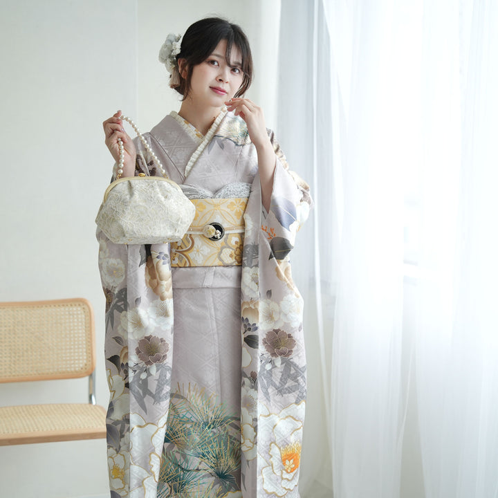 レンタル】振袖 着物セット 正絹着物+袋帯 成人式 晴れ着 往復