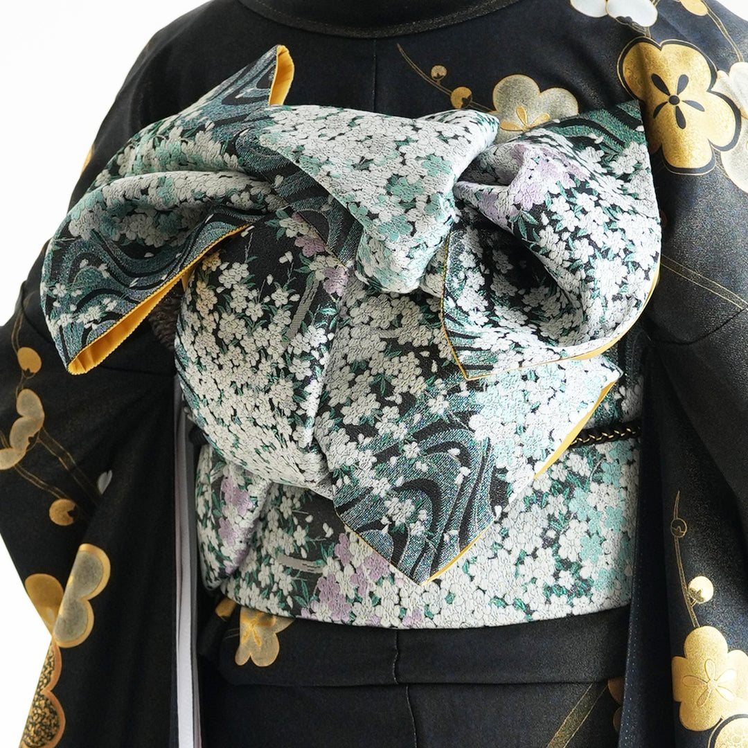 レンタル】 振袖 着物セット 正絹着物+正絹袋帯 21点セット 絵羽 成人