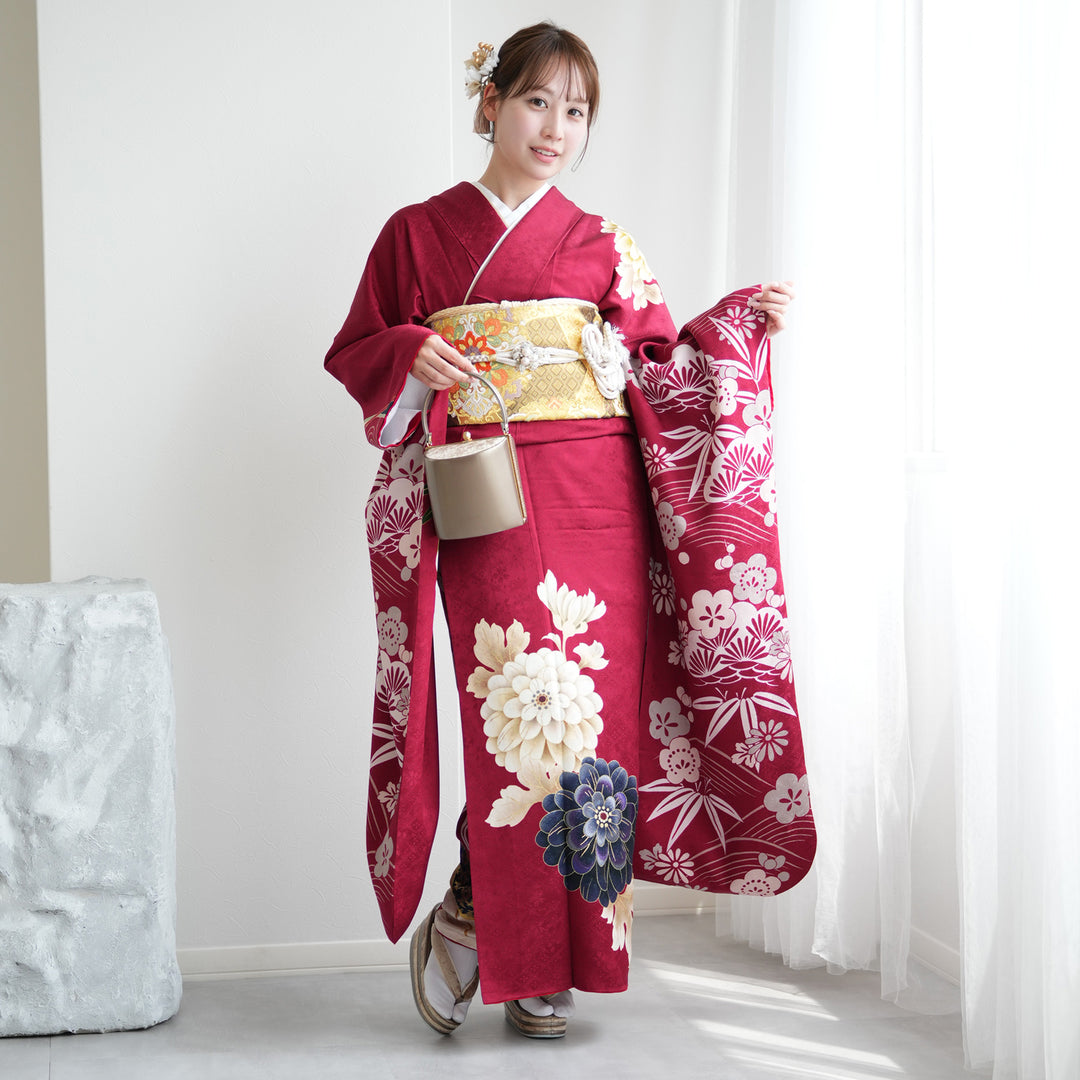 【ふりふ振袖フルセット】振袖・長襦袢・袋帯・ぽっくり・小物 ふりふ振袖フルセット】振袖・長襦袢・袋帯・ぽっくり・小物
