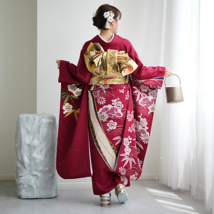 itumo様　409.透明感溢れる女神　振袖7点セット 正絹　フルセット　成人式 未仕立て 振袖 22点セット「Beatiful Japan ブルー×黒 鳳凰」仮