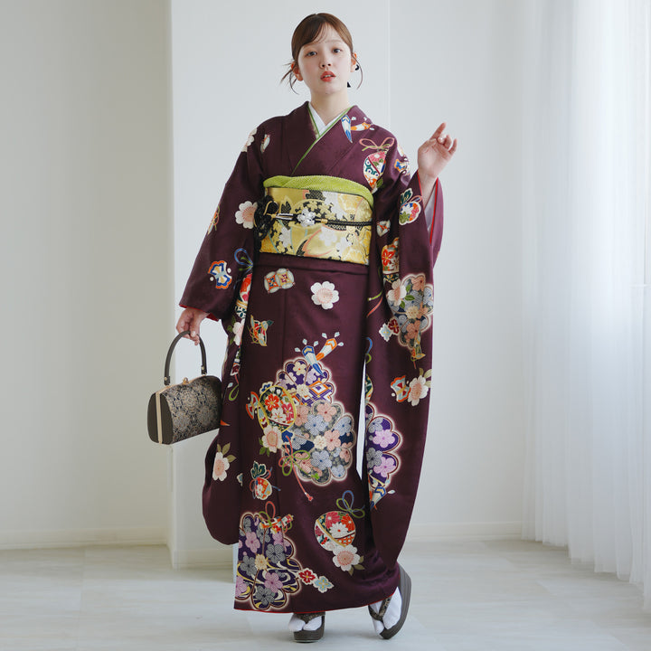 振袖単品、正絹振袖 振袖 正絹 着物 単品 仕立て上がり 百花繚乱 ラメ 赤色 NO395