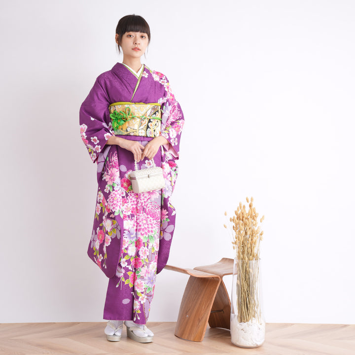 [Yumi]着物のやまと　振袖セット(帯、長襦袢、足袋、帯締め、伊達衿付 Yumi様専用]着物のやまと 振袖セット(帯、長襦袢、足袋、帯締め