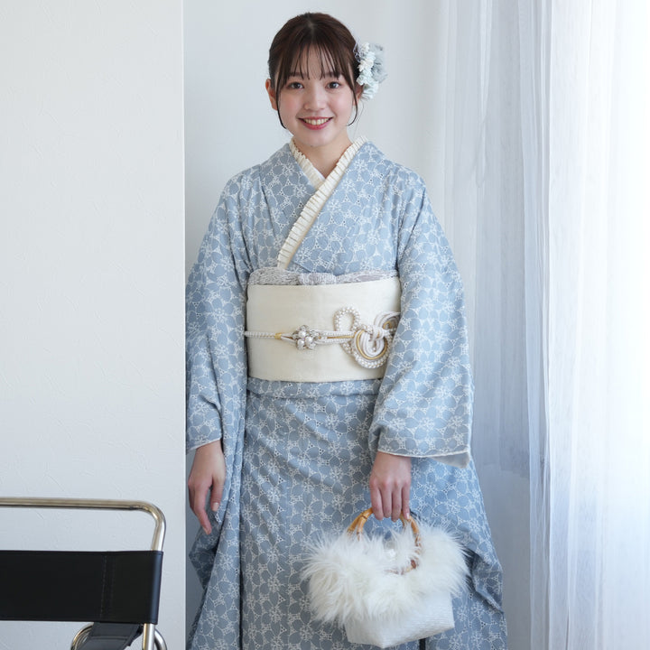 レンタル】振袖 utatane 日本製レース着物+西陣袋帯 着物セット 成人式