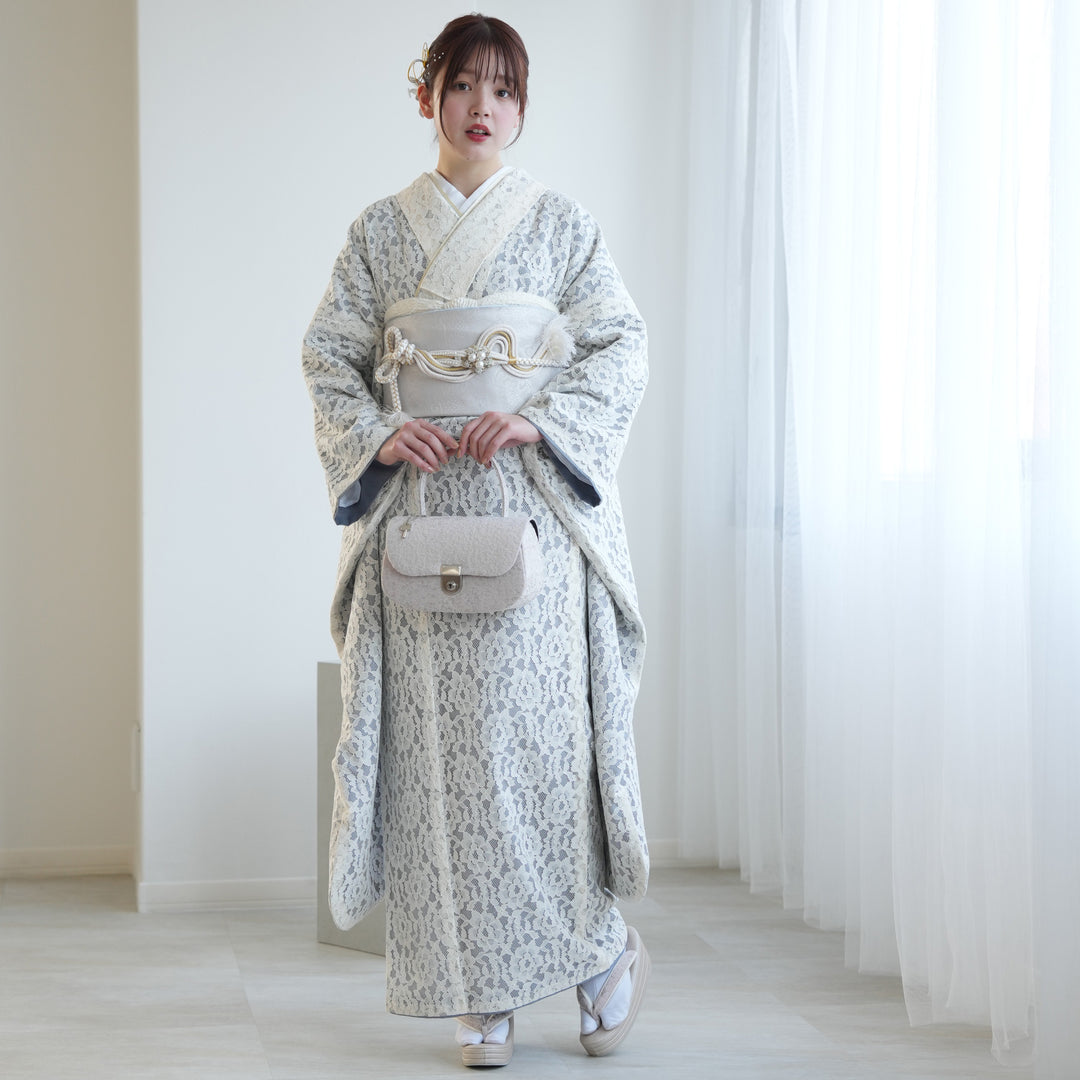 レンタル】振袖 utatane 日本製レース着物+西陣袋帯 着物セット 成人式