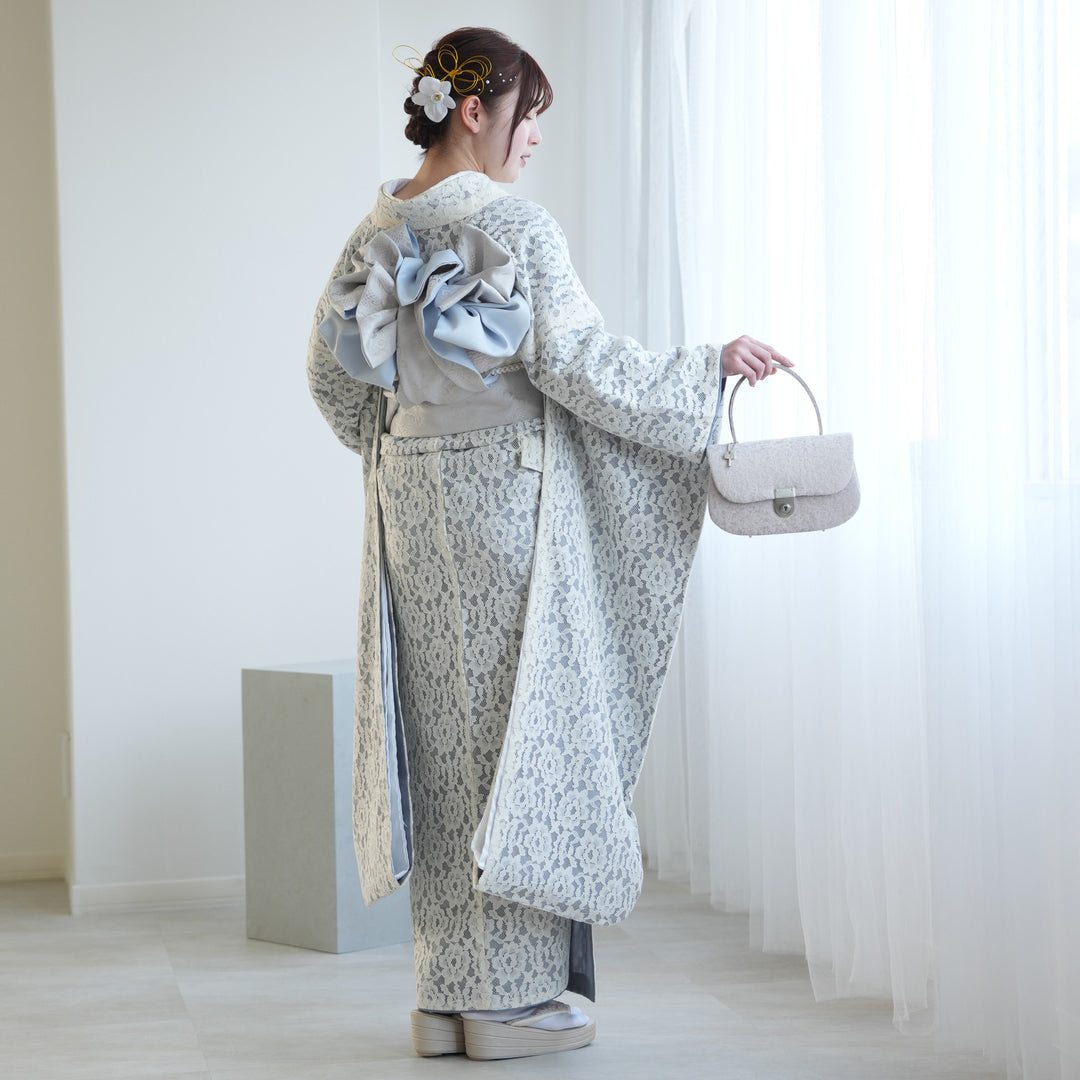 レンタル】振袖 utatane 日本製レース着物+西陣袋帯 着物セット 成人式