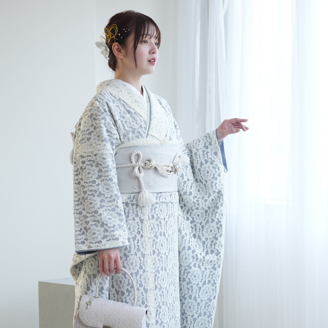 レンタル】振袖 utatane 日本製レース着物+西陣袋帯 着物セット 成人式