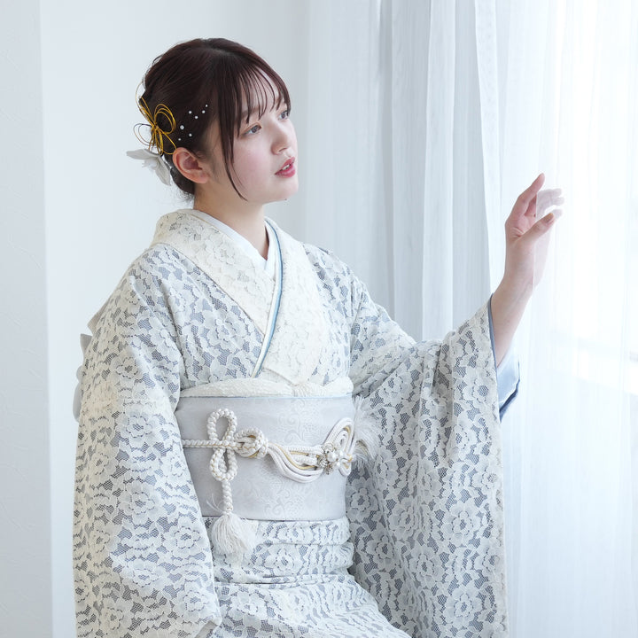 レンタル】振袖 utatane 日本製レース着物+西陣袋帯 着物セット 成人式