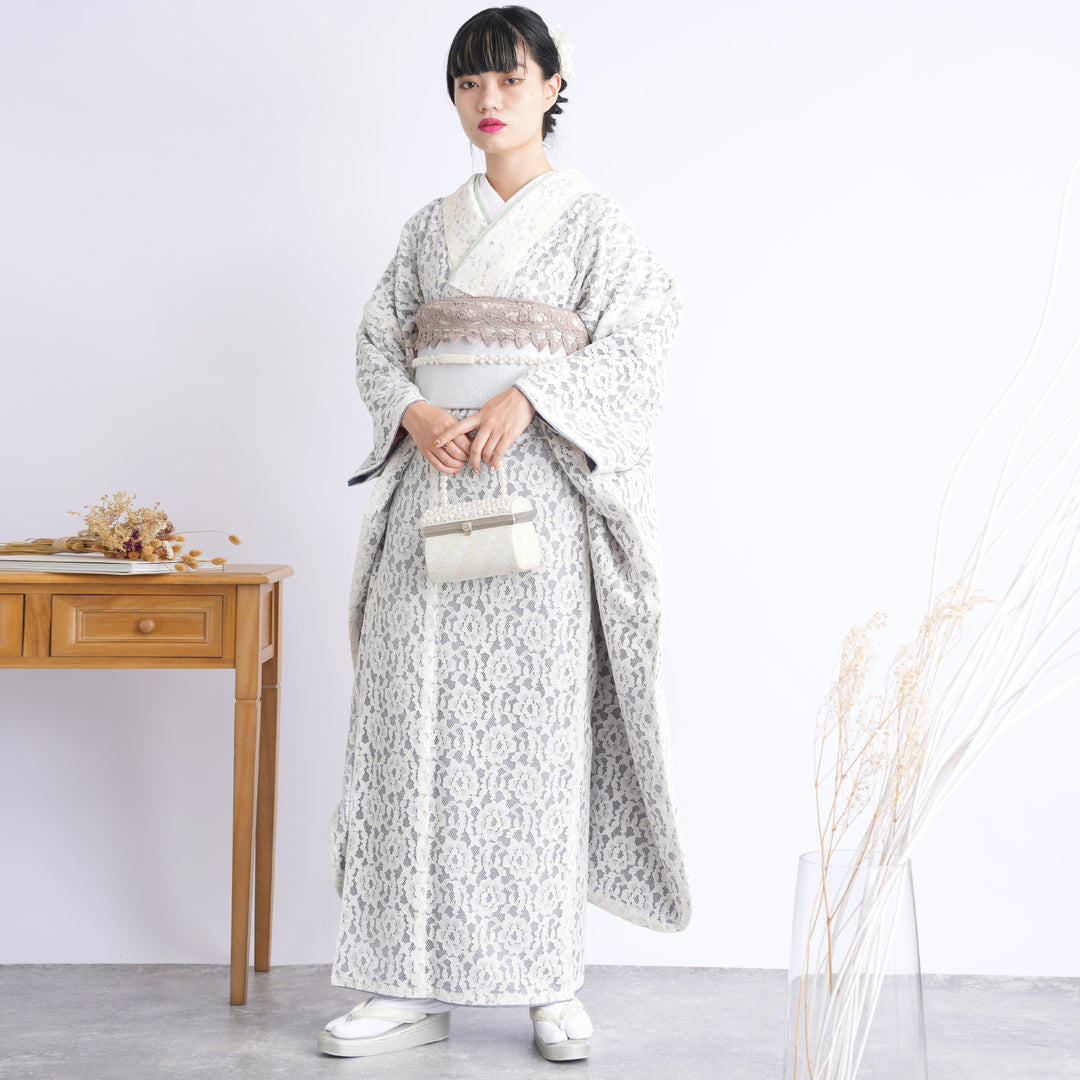 レンタル】振袖 utatane 日本製レース着物+西陣袋帯 着物セット 成人式 