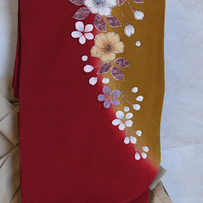 【レンタル】 袴 18点セット 振袖 袴91cm（身長153-158cm） ブーツ着用時165cmまで適応 正絹着物 卒業式 大学生 専門学生 フルセット レディース 往復送料無料 （1014600911）