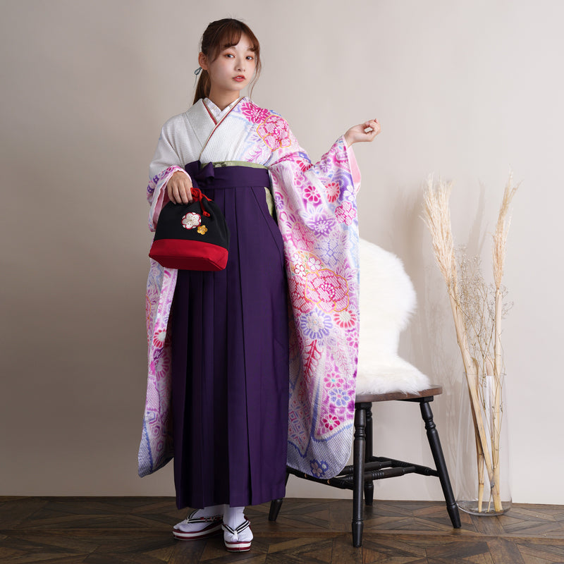 卒業式袴セット 正絹振袖 4点セット - 着物・浴衣