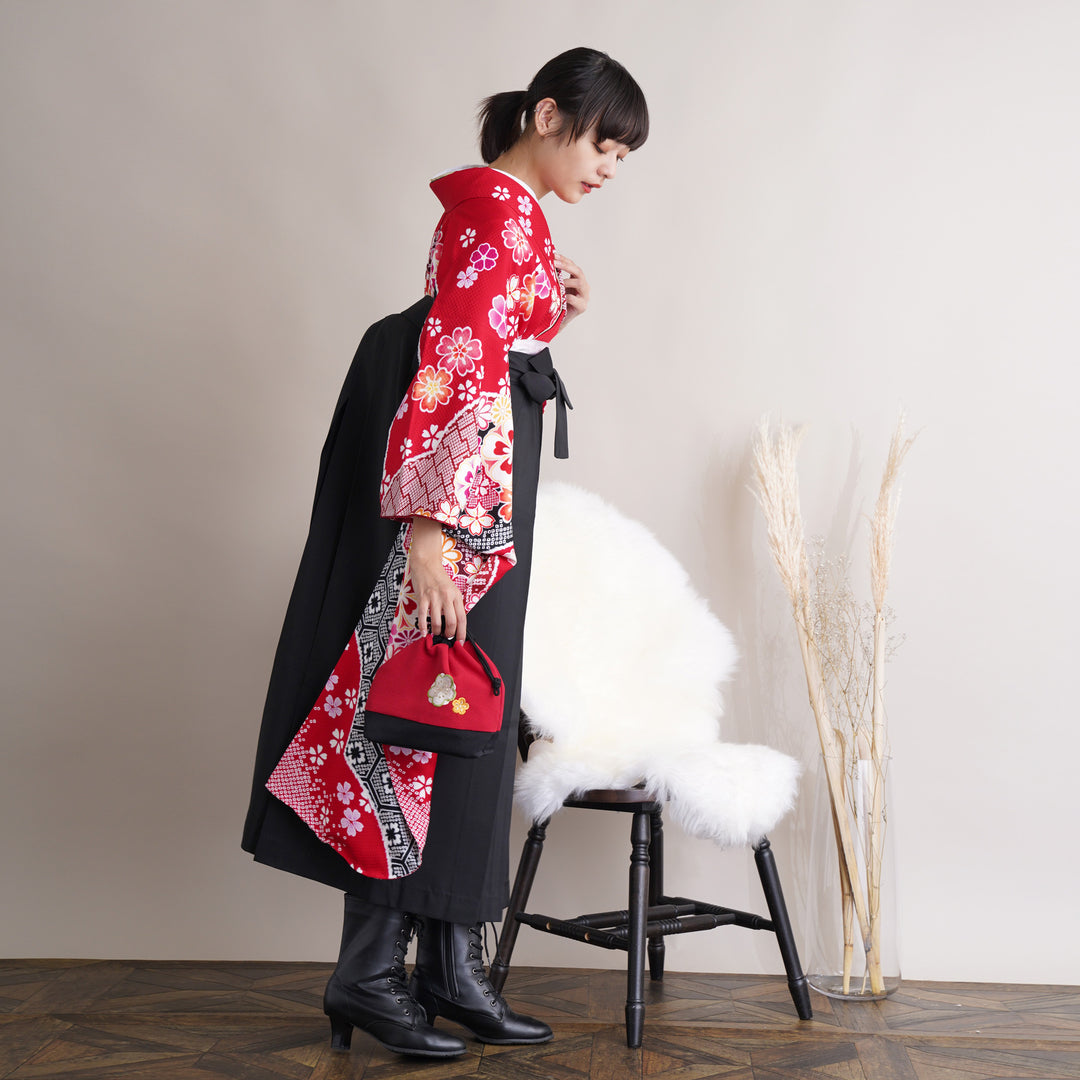 レンタル】 袴 18点セット 振袖 袴91cm（身長153-158cm） ブーツ