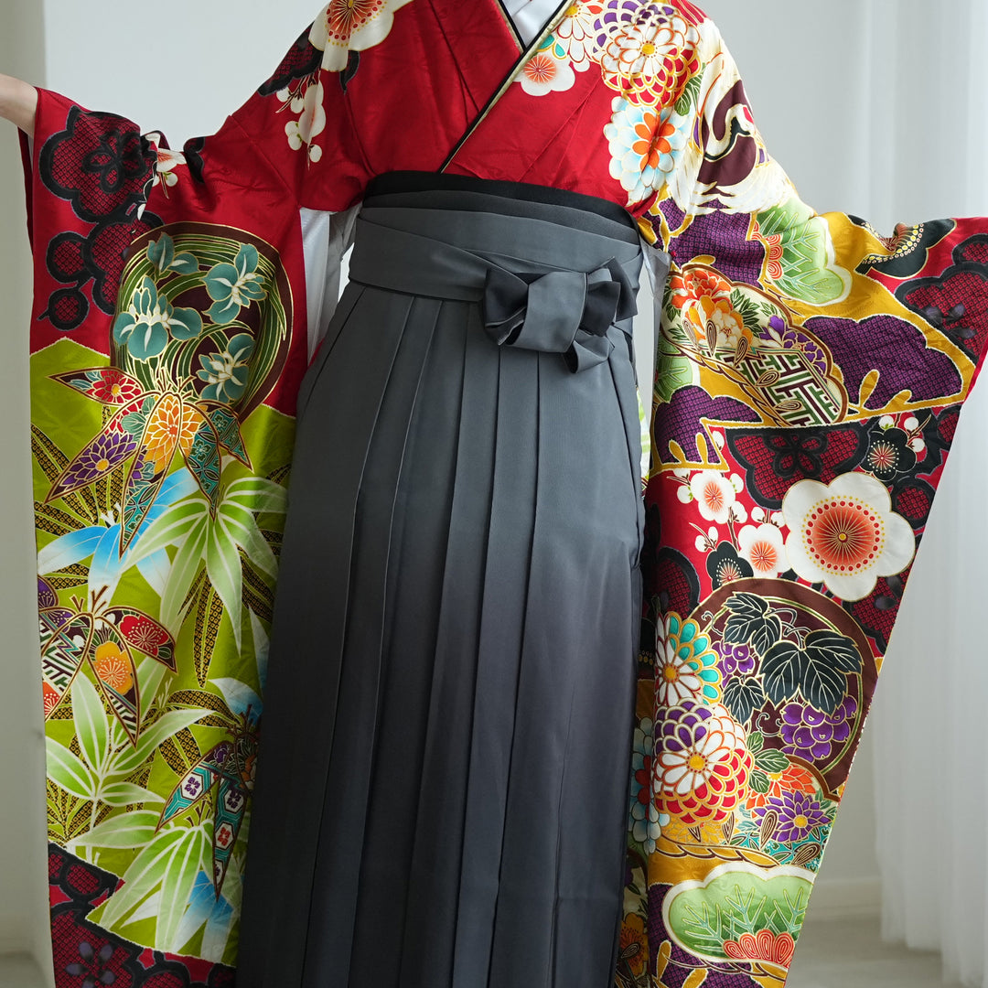 ★叶月 です★™️ 振袖3点セット‼️お振袖セット‼️NO91 楽天市場】振袖3点セット 渋赤ピンク地桔梗と菊 振袖 袋帯
